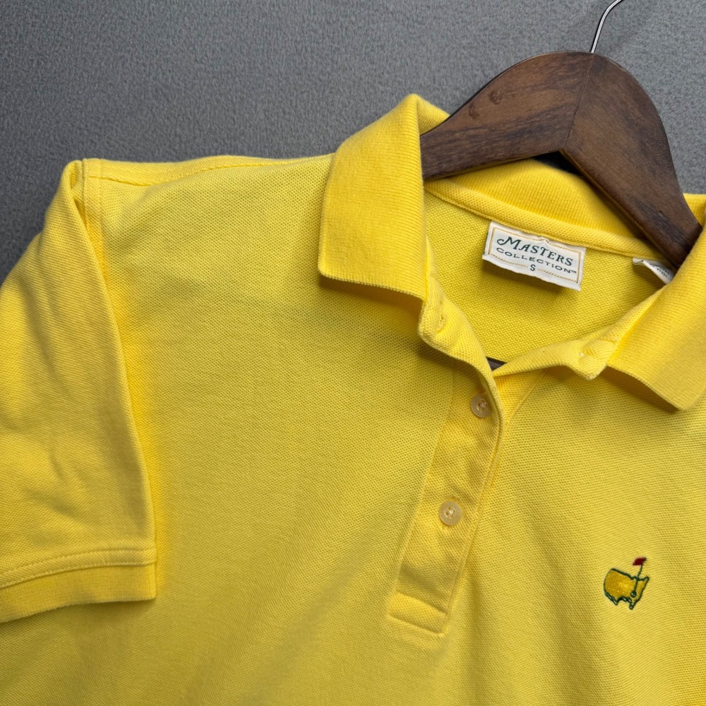 Masters Collection Polo Mens S Yellow Pique Cotton Golf Augusta National S/S